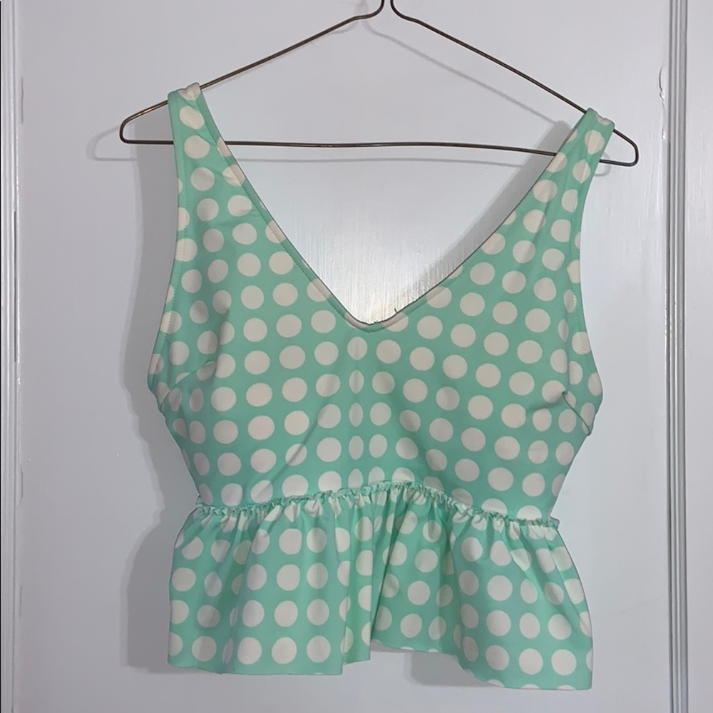 Kortni Jeane Ruffle swim top polka dot